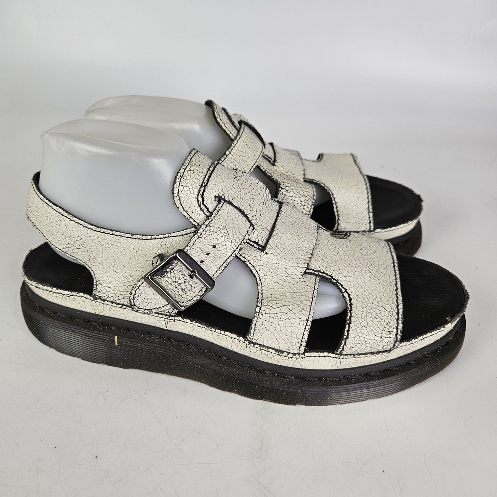 Vtg Doc Dr Martens ASHA Sandals Chunky Platform Women's Size: 11 White Crackle